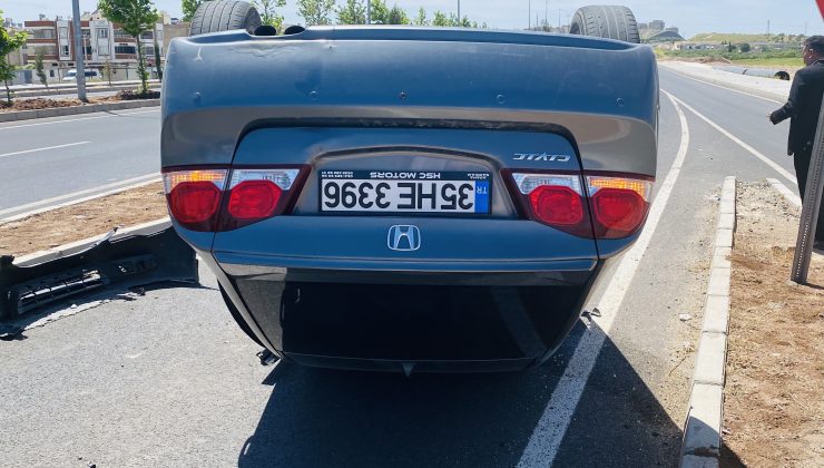 Sürücüsünün direksiyon hakimiyetini kaybettiği otomobil takla attı 1 Ağır yaralı
