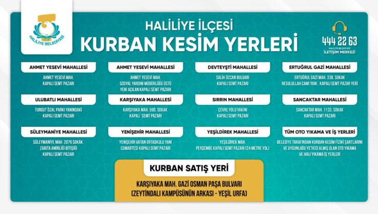HALİLİYE’DE KURBAN SATIŞ VE KESİM YERLERİ BELİRLENDİ